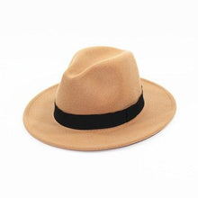 Load image into Gallery viewer, Black Fedora Hat Unisex Wide Brim Hat Autumn Winter Fedora Hat Wide Cap Winter Wool Classic Hat Men Elegant Gentleman Hat For Party
