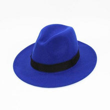 Load image into Gallery viewer, Black Fedora Hat Unisex Wide Brim Hat Autumn Winter Fedora Hat Wide Cap Winter Wool Classic Hat Men Elegant Gentleman Hat For Party
