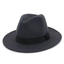 Load image into Gallery viewer, Black Fedora Hat Unisex Wide Brim Hat Autumn Winter Fedora Hat Wide Cap Winter Wool Classic Hat Men Elegant Gentleman Hat For Party
