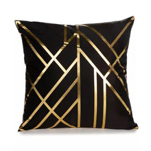 Load image into Gallery viewer, Black Gold Pillow Geometric Cushion Hot Pillows For Chairs Seat Pillowcase Black Striped Pillow Case  Luxury Soft Cushion Covers Decor Home Livingroom Decoration 45x45CM
