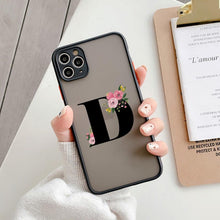 将图片加载到图库查看器，Black Initial Letter Phone Case for iPhone Camera Protect Transparent Art Letters Phone Case For iPhone 13 12 Soft Silicone Cover
