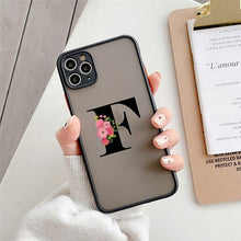 将图片加载到图库查看器，Black Initial Letter Phone Case for iPhone Camera Protect Transparent Art Letters Phone Case For iPhone 13 12 Soft Silicone Cover

