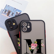 将图片加载到图库查看器，Black Initial Letter Phone Case for iPhone Camera Protect Transparent Art Letters Phone Case For iPhone 13 12 Soft Silicone Cover
