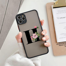 将图片加载到图库查看器，Black Initial Letter Phone Case for iPhone Camera Protect Transparent Art Letters Phone Case For iPhone 13 12 Soft Silicone Cover
