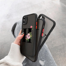 将图片加载到图库查看器，Black Initial Letter Phone Case for iPhone Camera Protect Transparent Art Letters Phone Case For iPhone 13 12 Soft Silicone Cover
