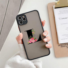将图片加载到图库查看器，Black Initial Letter Phone Case for iPhone Camera Protect Transparent Art Letters Phone Case For iPhone 13 12 Soft Silicone Cover
