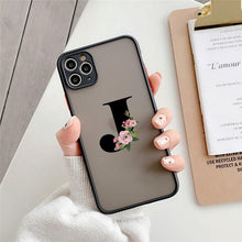 将图片加载到图库查看器，Black Initial Letter Phone Case for iPhone Camera Protect Transparent Art Letters Phone Case For iPhone 13 12 Soft Silicone Cover
