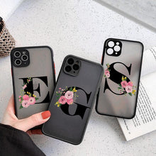 将图片加载到图库查看器，Black Initial Letter Phone Case for iPhone Camera Protect Transparent Art Letters Phone Case For iPhone 13 12 Soft Silicone Cover
