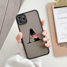 将图片加载到图库查看器，Black Initial Letter Phone Case for iPhone Camera Protect Transparent Art Letters Phone Case For iPhone 13 12 Soft Silicone Cover
