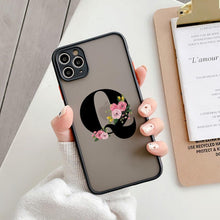 将图片加载到图库查看器，Black Initial Letter Phone Case for iPhone Camera Protect Transparent Art Letters Phone Case For iPhone 13 12 Soft Silicone Cover

