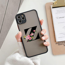 将图片加载到图库查看器，Black Initial Letter Phone Case for iPhone Camera Protect Transparent Art Letters Phone Case For iPhone 13 12 Soft Silicone Cover
