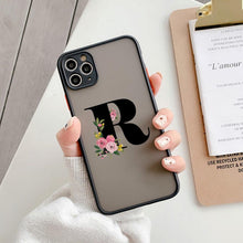 将图片加载到图库查看器，Black Initial Letter Phone Case for iPhone Camera Protect Transparent Art Letters Phone Case For iPhone 13 12 Soft Silicone Cover
