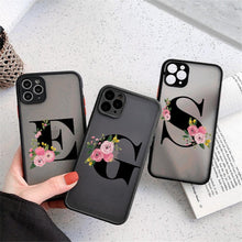 将图片加载到图库查看器，Black Initial Letter Phone Case for iPhone Camera Protect Transparent Art Letters Phone Case For iPhone 13 12 Soft Silicone Cover
