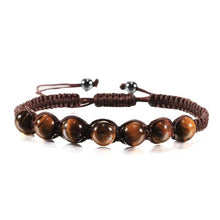 Load image into Gallery viewer, Black Lava Stone Crown Charm Tiger Eye Beads Bracelet For Men Women Braided Bracelets Handmade Adjustable Couple Distance Bracelets Lava Stone Beads Essential Oil Diffuser Adjustable Bracelet With King Queen Crown Charm
