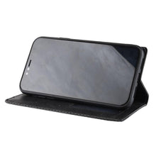 Load image into Gallery viewer, Black Leather Case for iPhone 11 12 13 14 Pro XS Max XR X 8 7 6S 6 Plus Magnet Flip Case Cover For iPhone Business Wallet Leather Case with Magnetic Flip Card Holder Kickstand Full Body Protective Anti-Drop Phone Case
