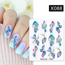Load image into Gallery viewer, Black Lines Flower Leaves Water Decals Stickers Floral Face Marble Pattern Slider For Nails Summer Nail Art Decoration Summer Stickers on Nails Simple Summer Slider for Manicure Nail Art Watermark Manicure Decor
