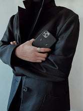 Load image into Gallery viewer, Black Luxury Business Leather Phone Case For iPhone 13 12 14 Pro Max 7 8 Plus X XS XR 11 SE 2 Classic Back Cover Leather Back Side Cover Phone Case For iPhone Simple Elegant Design Black Case For Smartphone
