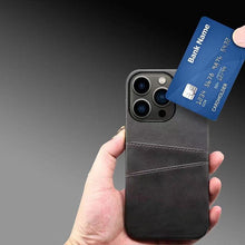 Load image into Gallery viewer, Black Luxury Men Card Holder Case for iPhone Business Classic Leather Wallet Case for iphone 12 13 14 Pro Max Phone Cover PU Leather Wallet Case with Card Pockets Back Cover
