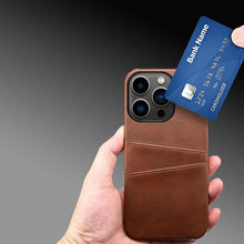 Load image into Gallery viewer, Black Luxury Men Card Holder Case for iPhone Business Classic Leather Wallet Case for iphone 12 13 14 Pro Max Phone Cover PU Leather Wallet Case with Card Pockets Back Cover
