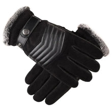 将图片加载到图库查看器，Black Men Leather Touchscreen Gloves Winter Retro Driving Comfortable Warm Gloves Elegant Design Men Fashion Outdoor Gloves Cold Weather Gloves For Cycling &amp; Driving
