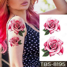Load image into Gallery viewer, Black Sketchs Flowers Waterproof Temporary Tattoo Sticker Chest Flash Tattoo Wolf Diamond Flower Body Art Arm Fake Tattoo For Womens Men
