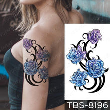 Load image into Gallery viewer, Black Sketchs Flowers Waterproof Temporary Tattoo Sticker Chest Flash Tattoo Wolf Diamond Flower Body Art Arm Fake Tattoo For Womens Men
