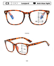 Load image into Gallery viewer, Black Square Multifocal Progressive Reading Glasses For  Men Fashion With Diopters Anti-glare Computer Reading Gaming TV Phones Transparent Glasses For Women Men
