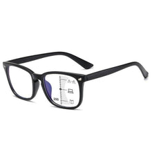 Load image into Gallery viewer, Black Square Multifocal Progressive Reading Glasses For  Men Fashion With Diopters Anti-glare Computer Reading Gaming TV Phones Transparent Glasses For Women Men
