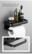 将图片加载到图库查看器，Black Toilet Paper Holder Multifunction Bathroom Storage Shelf Roll Paper Holder Toilet Paper Holder With Shelf Matte Black Toilet Paper Holder Toilet Paper Roll Holder Bathroom Adhesive Toilet Paper Holder
