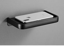 将图片加载到图库查看器，Black Toilet Paper Holder Multifunction Bathroom Storage Shelf Roll Paper Holder Toilet Paper Holder With Shelf Matte Black Toilet Paper Holder Toilet Paper Roll Holder Bathroom Adhesive Toilet Paper Holder
