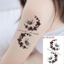 Load image into Gallery viewer, Black Waterproof Temporary Bird Tattoo Sticker Arm Leg Wrist Modern Small Tattoo For Womens And Kids
