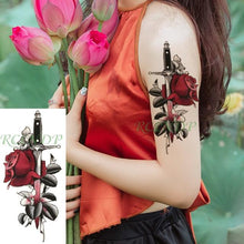 将图片加载到图库查看器，Black Waterproof Temporary Tattoo Sticker Different Design Colorful Fake Tattoo Arm Hand For Halloween Party Womens Mens
