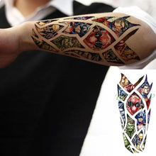 将图片加载到图库查看器，Black Waterproof Temporary Tattoo Sticker Different Design Colorful Fake Tattoo Arm Hand For Halloween Party Womens Mens
