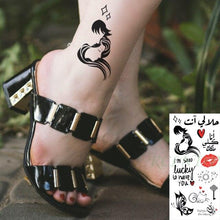 将图片加载到图库查看器，Black Waterproof Temporary Tattoo Sticker Different Design Colorful Fake Tattoo Arm Hand For Halloween Party Womens Mens
