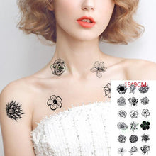 将图片加载到图库查看器，Black Waterproof Temporary Tattoo Sticker Different Design Colorful Fake Tattoo Arm Hand For Halloween Party Womens Mens

