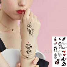 将图片加载到图库查看器，Black Waterproof Temporary Tattoo Sticker Different Design Colorful Fake Tattoo Arm Hand For Halloween Party Womens Mens
