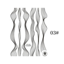 将图片加载到图库查看器，Black White 3D Nail Stickers Metal Gold Silver Geometric Tassel Strip Line Adhesive Transfer Decals Nail Art Design  Gold Silver Metal Nail Sticker  Metallic Curve Strip Line Nail Decal Self-Adhesive 3D Wave Design Nail Tips Decorations Manicure for Women
