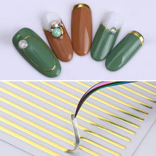 将图片加载到图库查看器，Black White 3D Nail Stickers Metal Gold Silver Geometric Tassel Strip Line Adhesive Transfer Decals Nail Art Design  Gold Silver Metal Nail Sticker  Metallic Curve Strip Line Nail Decal Self-Adhesive 3D Wave Design Nail Tips Decorations Manicure for Women

