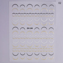 将图片加载到图库查看器，Black White 3D Nail Stickers Metal Gold Silver Geometric Tassel Strip Line Adhesive Transfer Decals Nail Art Design  Gold Silver Metal Nail Sticker  Metallic Curve Strip Line Nail Decal Self-Adhesive 3D Wave Design Nail Tips Decorations Manicure for Women
