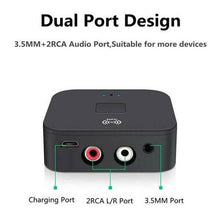 Load image into Gallery viewer, Black Wireless Bluetooth Receiver 5.0 aptX LL RCA NFC 3.5mm Jack Aux Audio Adapter
