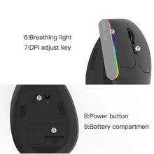 Load image into Gallery viewer, Black Wireless Ergonomic Mouse Vertical 1600 DPI Button Gaming Mouse RGB Optical USB Mice For PC And Laptop 2.4Ghz
