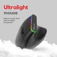 Load image into Gallery viewer, Black Wireless Ergonomic Mouse Vertical 1600 DPI Button Gaming Mouse RGB Optical USB Mice For PC And Laptop 2.4Ghz
