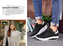 Load image into Gallery viewer, Black Women Sneakers Breathable Waterproof Ladies Sneaker Leather Casual Sport Casual Sports Flat Low Top Sneaker Lace-up Classic Girls Comfortable Women's Sneakers
