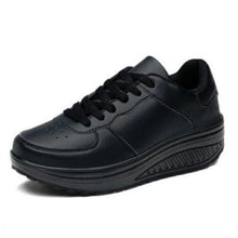 Load image into Gallery viewer, Black Women Sneakers Breathable Waterproof Ladies Sneaker Leather Casual Sport Casual Sports Flat Low Top Sneaker Lace-up Classic Girls Comfortable Women's Sneakers
