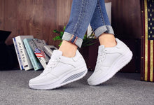 Load image into Gallery viewer, Black Women Sneakers Breathable Waterproof Ladies Sneaker Leather Casual Sport Casual Sports Flat Low Top Sneaker Lace-up Classic Girls Comfortable Women's Sneakers
