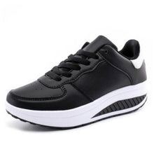 Load image into Gallery viewer, Black Women Sneakers Breathable Waterproof Ladies Sneaker Leather Casual Sport Casual Sports Flat Low Top Sneaker Lace-up Classic Girls Comfortable Women's Sneakers
