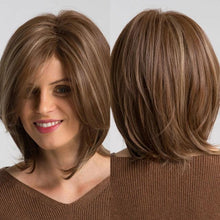 将图片加载到图库查看器，Blonde White Black Ombre Bob Synthetic Wigs for Women Straight Hair Wigs Cosplay Party Wig with bangs Heat Resistant Wigs For Black Women Cosplay Wigs For Women
