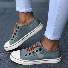 将图片加载到图库查看器，Blue Low-Cut Canvas Flat Shoes Women Casual Vulcanize Shoes New Women Summer Autumn Casual Slip On Canvas Comfortable Walking Flats Elegant Sneakers
