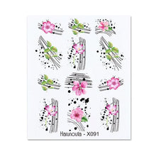 将图片加载到图库查看器，Blue Marble Water Decal Sticker Wave Line Flower Leaf Tree Summer Slider Decor For Manicuring Nail Art Watermarks Curve Graffiti Nail Design for Acrylic Nail Supplies Designer Nail Decorations for Women Girls Kids
