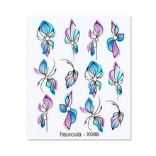 将图片加载到图库查看器，Blue Marble Water Decal Sticker Wave Line Flower Leaf Tree Summer Slider Decor For Manicuring Nail Art Watermarks Curve Graffiti Nail Design for Acrylic Nail Supplies Designer Nail Decorations for Women Girls Kids
